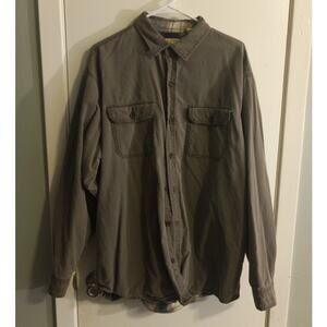 RedHead Sportsman Flannel Lined Canvas Work Shirt Jacket Mens Large Brown Plaid